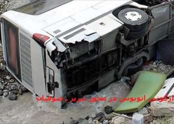 واژگونی اتوبوس در محور تبريز ـ صوفيان با ۲۲ نفر مصدوم