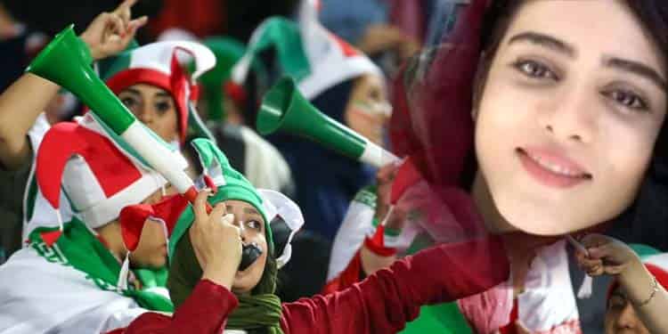 فوتبال ایران و کره جنوبی زیر سایه دختر آبی! مردم ایران می گویند برای راه ندادن زنان به استادیوم مردان را هم بیرون کردند!