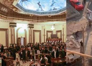 کاخ ریاست جمهوری عراق در محاصره مخالفان دخالت‌های حکومت ایران