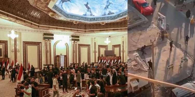 کاخ ریاست جمهوری عراق در محاصره مخالفان دخالت‌های حکومت ایران
