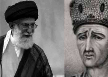 علی خامنه‌ای روی فرش قرمز خان قاجار نشست-